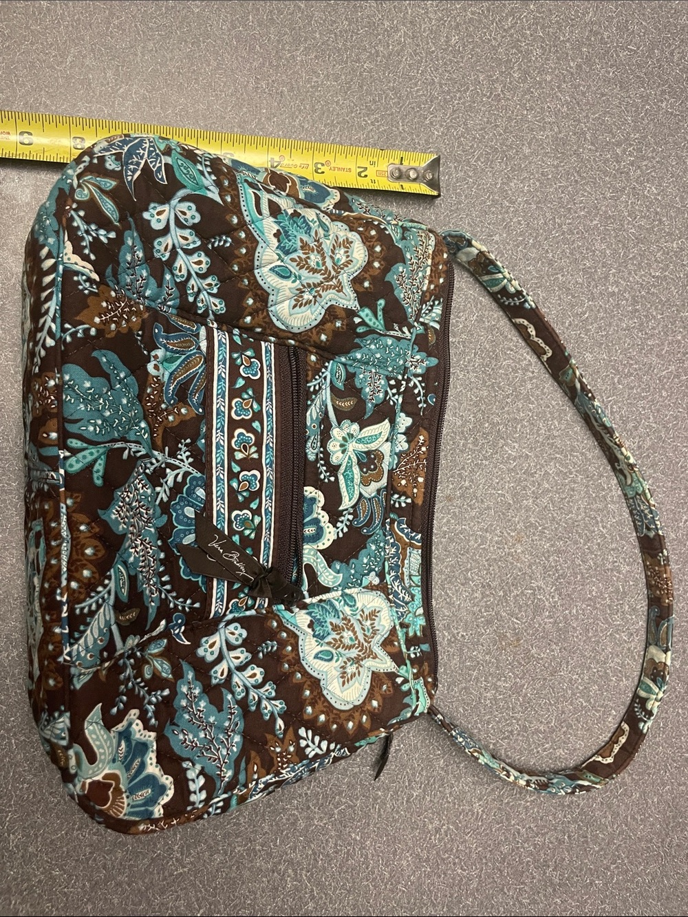 Vera Bradley Quilted Floral Shoulder Bag in Brown and Teal - Picture 3 of 8